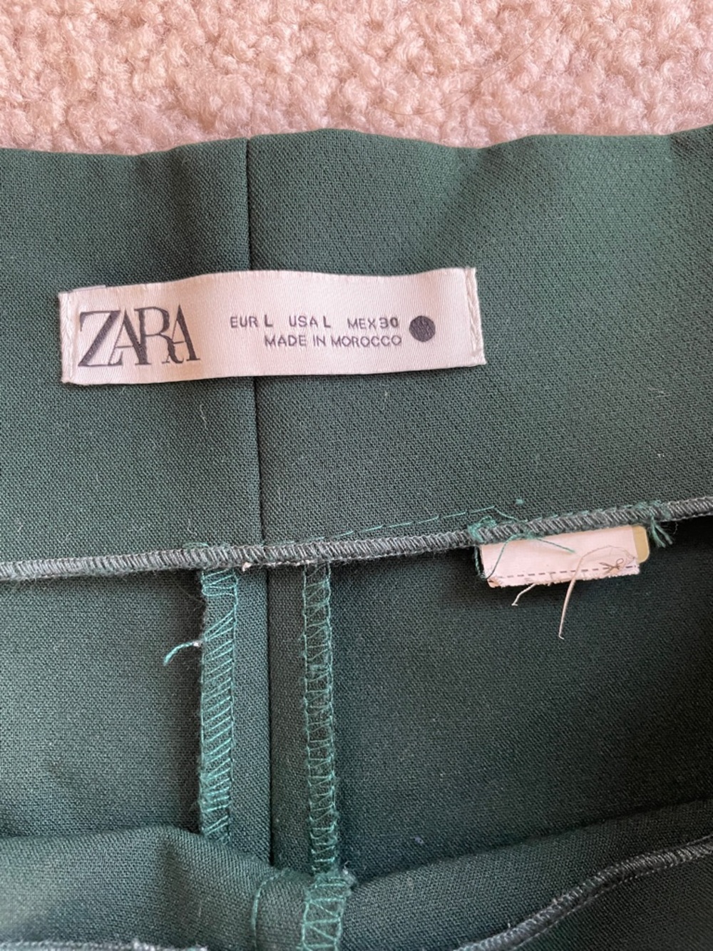 Zara Dark Green Wide Leg High Waist Pleated Business Trouser Pants Size Large - Picture 11 of 11